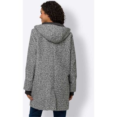 Lange jas 34 ecru/zwart gemêleerd Dames Lange jas 34 ecru/zwart gemêleerd Dames