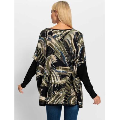 Oversized trui 32/34 kaki/ecru bedrukt Dames Oversized trui 32/34 kaki/ecru bedrukt Dames