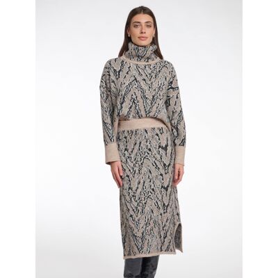 Tricot rok XS (34) zwart/zand gedessineerd Dames Tricot rok XS (34) zwart/zand gedessineerd Dames