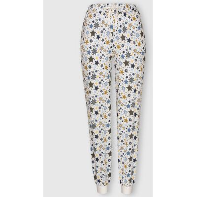 Pyjama-Broek 36/38 ecru/hemels blauw bedrukt Dames Pyjama-Broek 36/38 ecru/hemels blauw bedrukt Dames