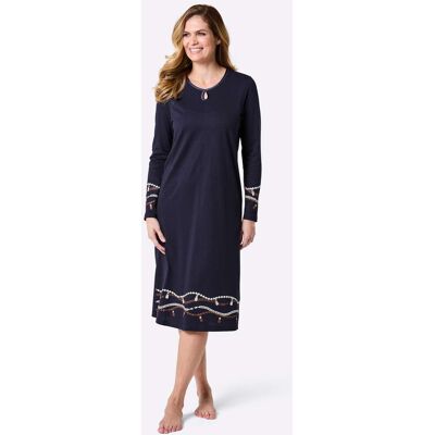Nachthemd 36/38 marine/champagne bedrukt Dames Nachthemd 36/38 marine/champagne bedrukt Dames