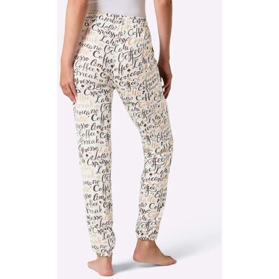 Pyjama-Broek 36/38 ecru/choco bedrukt Dames Pyjama-Broek 36/38 ecru/choco bedrukt Dames