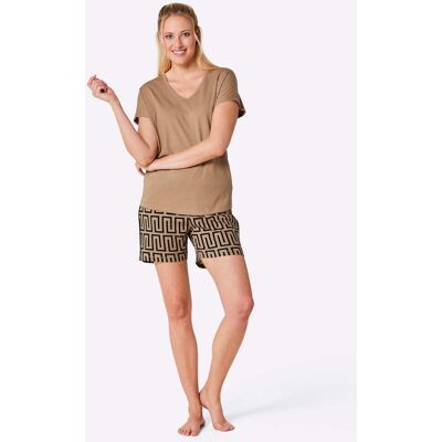 Shortama 36/38 camel/zwart geprint Dames Shortama 36/38 camel/zwart geprint Dames