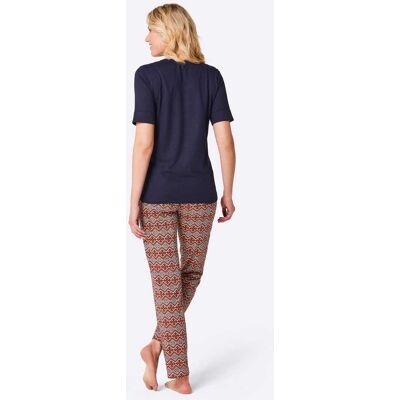 Pyjama 36/38 marine/oranje bedrukt Dames Pyjama 36/38 marine/oranje bedrukt Dames