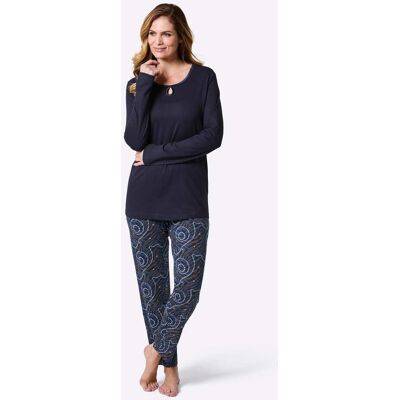 Pyjama 36/38 marine/champagne bedrukt Dames Pyjama 36/38 marine/champagne bedrukt Dames