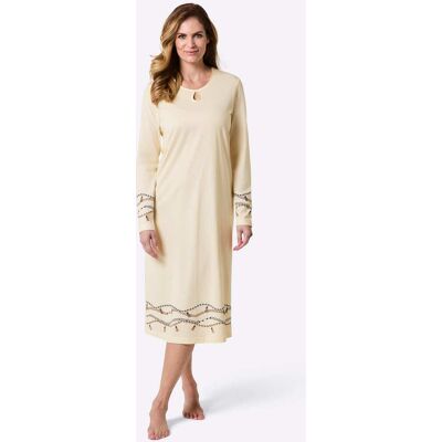 Nachthemd 36/38 champagne/marine bedrukt Dames Nachthemd 36/38 champagne/marine bedrukt Dames
