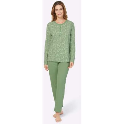 Pyjama 36/38 eucalyptus/ecru bedrukt Dames Pyjama 36/38 eucalyptus/ecru bedrukt Dames