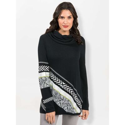 Rolkraagtrui 36 zwart/wit gedessineerd Dames Rolkraagtrui 36 zwart/wit gedessineerd Dames