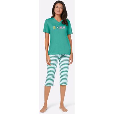 Capri-pyjama's 36/38 groen + groen gestreept Dames Capri-pyjama's 36/38 groen + groen gestreept Dames