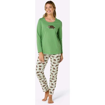 Pyjama's 36/38 ecru/appelgroen bedrukt + resedagroen/ecru bedrukt Dames Pyjama's 36/38 ecru/appelgroen bedrukt + resedagroen/ecru bedrukt Dames