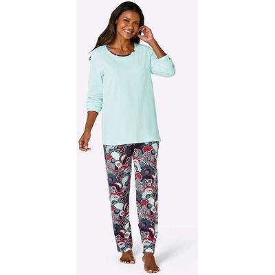 Pyjama 36/38 zacht mint/marine bedrukt Dames Pyjama 36/38 zacht mint/marine bedrukt Dames