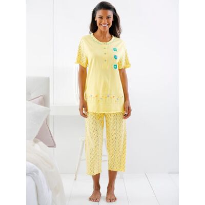 Pyjama's 36/38 apricot + geel Dames Pyjama's 36/38 apricot + geel Dames