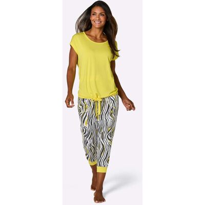 Pyjama 36/38 limoen/zwart bedrukt Dames Pyjama 36/38 limoen/zwart bedrukt Dames
