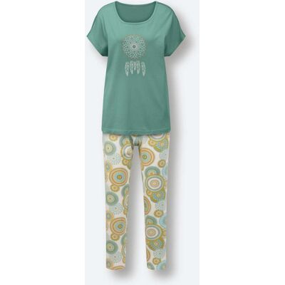 Pyjama 36/38 ecru/salie bedrukt Dames Pyjama 36/38 ecru/salie bedrukt Dames