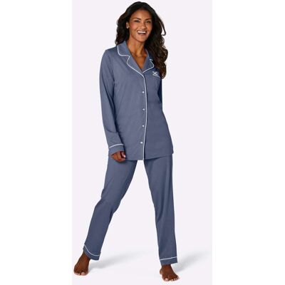 Pyjama 36/38 rookblauw/wit Dames Pyjama 36/38 rookblauw/wit Dames