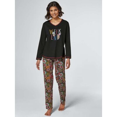 Pyjama 36/38 zwart geprint Dames Pyjama 36/38 zwart geprint Dames
