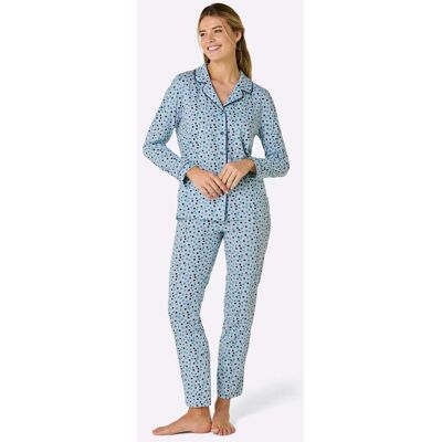 Pyjama 36/38 lichtblauw-oceaan gestippeld Dames Pyjama 36/38 lichtblauw-oceaan gestippeld Dames