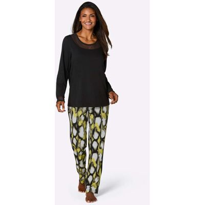 Pyjama 36/38 zwart/limoen bedrukt Dames Pyjama 36/38 zwart/limoen bedrukt Dames