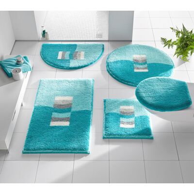 GRUND Rechthoekige badmat - Turquoise - Antislip, Geschikt voor vloerverwarming GRUND Rechthoekige badmat - Turquoise - Antislip, Geschikt voor vloerverwarming