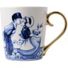 Heinen Delfts Blauw Mok Kissing couple goud