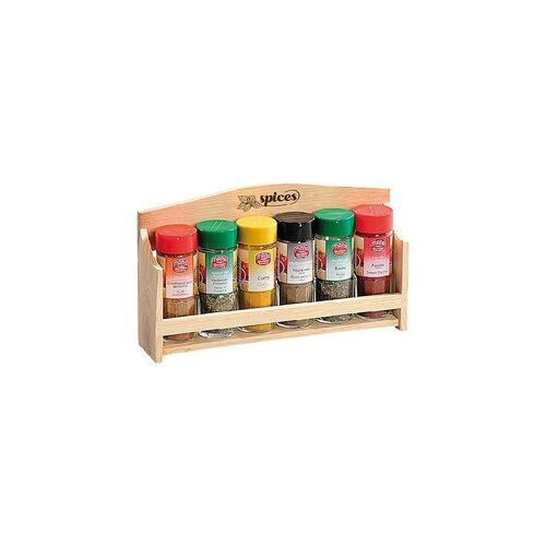 Decopatent FSC Grenen Houten Kruiden Wandrek, voor het opbergen van 6 Kruiden   Kruidenrek   Spice Rack   Kruiden Organizer   Specerijen opbergen   Afm. 28 x 6 x 17.5 Cm.