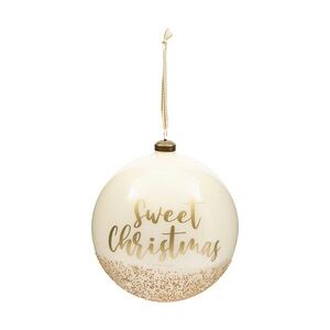 Riviera Maison Kerstbal Groot, rond met glitter - Sweet Christmas Ornament (Ø)15 - Beige