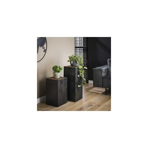 Hoyz Collection Hoyz - Bloementafel 50 Raft - Bloemenzuil - Zwart Metaal - 30x30x50