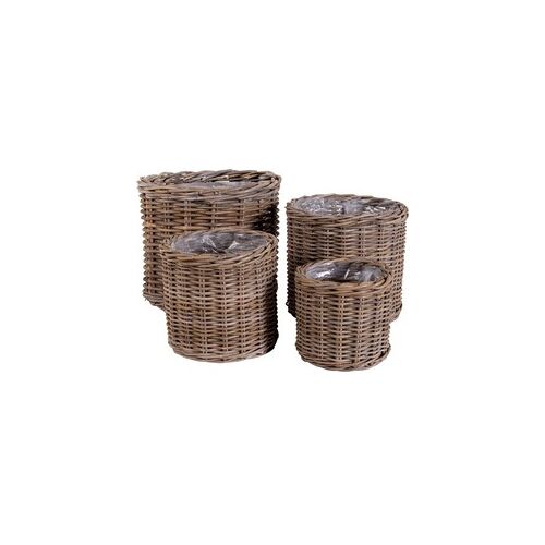 House Nordic Bogor Baskets - 4 round baskets in kubu with plastic inside