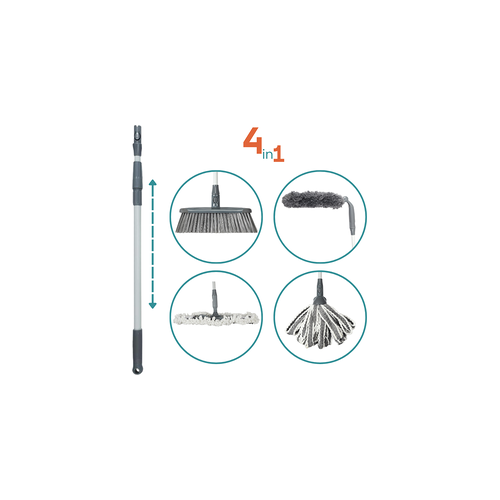 Nordix Dweilsysteem 4in1 - Telescopisch tot 125cm - Bezem Mop Plumeau - Vloerwisser