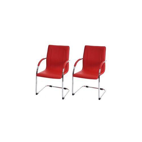 CosmoCasa Cosmo Casa Set Van 2 Conferentiestoelen - Sledestoelen Voor Bezoekers - Rood