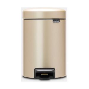 Brabantia NewIcon Pedal Bin, 3 litre, Soft Closing, Plastic Inner Bucket - Metallic Gold