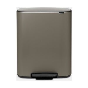 Brabantia Bo Pedal Bin, with 2 Inner Buckets, 2 x 30 litres - Platinum