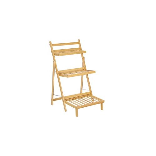 Decopatent® Plantenrek van bamboe hout - Plantentrap - Bloemenrek - Plantenetagere 3 etages - Staand planten en bloemen rek