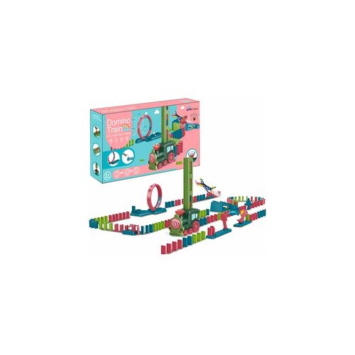 Allerion Domino Set Trein - Domino Stenen Spel voor Kinderen - 120 Dominostenen en 11 Attributen - STEM Speelgoed