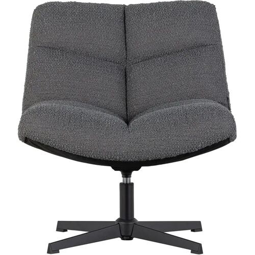 WOOOD Vinny Draaifauteuil - Bouclé Antraciet - Zwart Metalen Onderstel