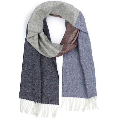 Profuomo Sjaal Lamswol Grijs Blauw Bruin - Profuomo Sjaal Lamswol Grijs Blauw Bruin -