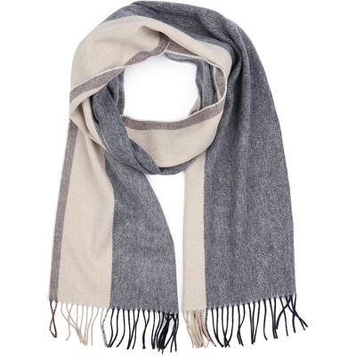 Profuomo Sjaal Wol Stripes Blauw Bruin Beige - Profuomo Sjaal Wol Stripes Blauw Bruin Beige -
