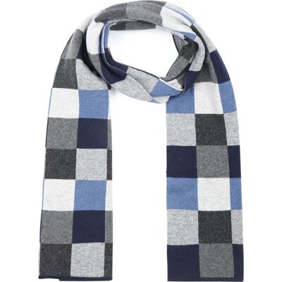 Profuomo Sjaal Wol Ruiten Blauw Grijs - Profuomo Sjaal Wol Ruiten Blauw Grijs -