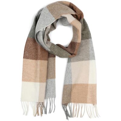 Profuomo Sjaal Wol Ruiten Bruin Grijs Beige - Profuomo Sjaal Wol Ruiten Bruin Grijs Beige -