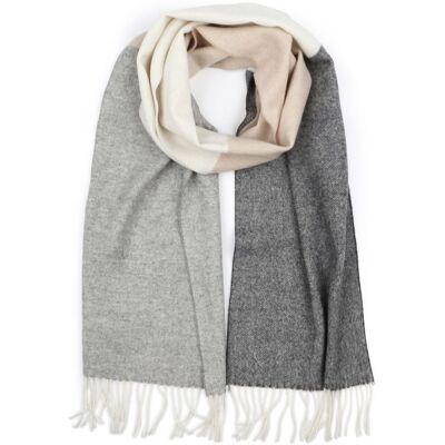 Profuomo Sjaal Lamswol Grijs Beige - Profuomo Sjaal Lamswol Grijs Beige -