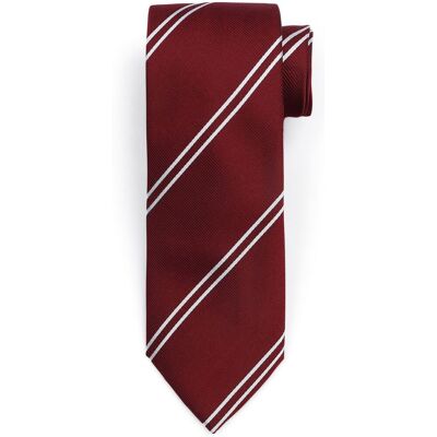 Suitable Stropdas Zijde Double Stripe Bordeaux - Suitable Stropdas Zijde Double Stripe Bordeaux -