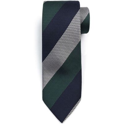 Suitable Stropdas Zijde Wide Stripe Navy Groen - Suitable Stropdas Zijde Wide Stripe Navy Groen -