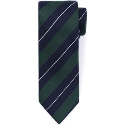 Suitable Stropdas Zijde Triple Stripe Donkergroen - Suitable Stropdas Zijde Triple Stripe Donkergroen -