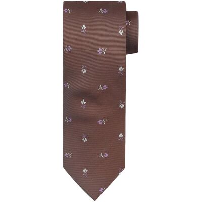 Suitable Stropdas Zijde Bloem Bruin - Suitable Stropdas Zijde Bloem Bruin -