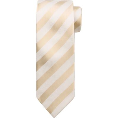 Suitable Stropdas Zijde Streep Beige - Suitable Stropdas Zijde Streep Beige -