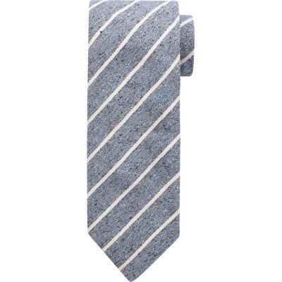 Suitable Stropdas Linnen Streep Blauw - Suitable Stropdas Linnen Streep Blauw -