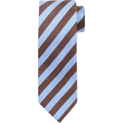 Suitable Stropdas Zijde Streep Blauw Bruin - Suitable Stropdas Zijde Streep Blauw Bruin -