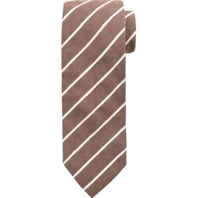 Suitable Stropdas Linnen Streep Bruin - Suitable Stropdas Linnen Streep Bruin -