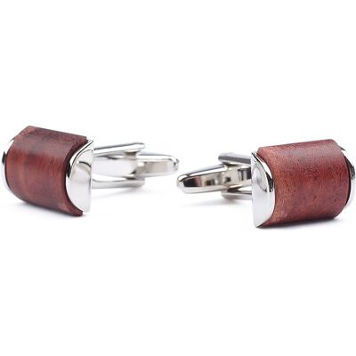 Suitable Manchetknoop Raised Wood Zilver - Suitable Manchetknoop Raised Wood Zilver -