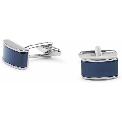 Suitable Manchetknoop Rechthoek Blauw Zilver - Suitable Manchetknoop Rechthoek Blauw Zilver -